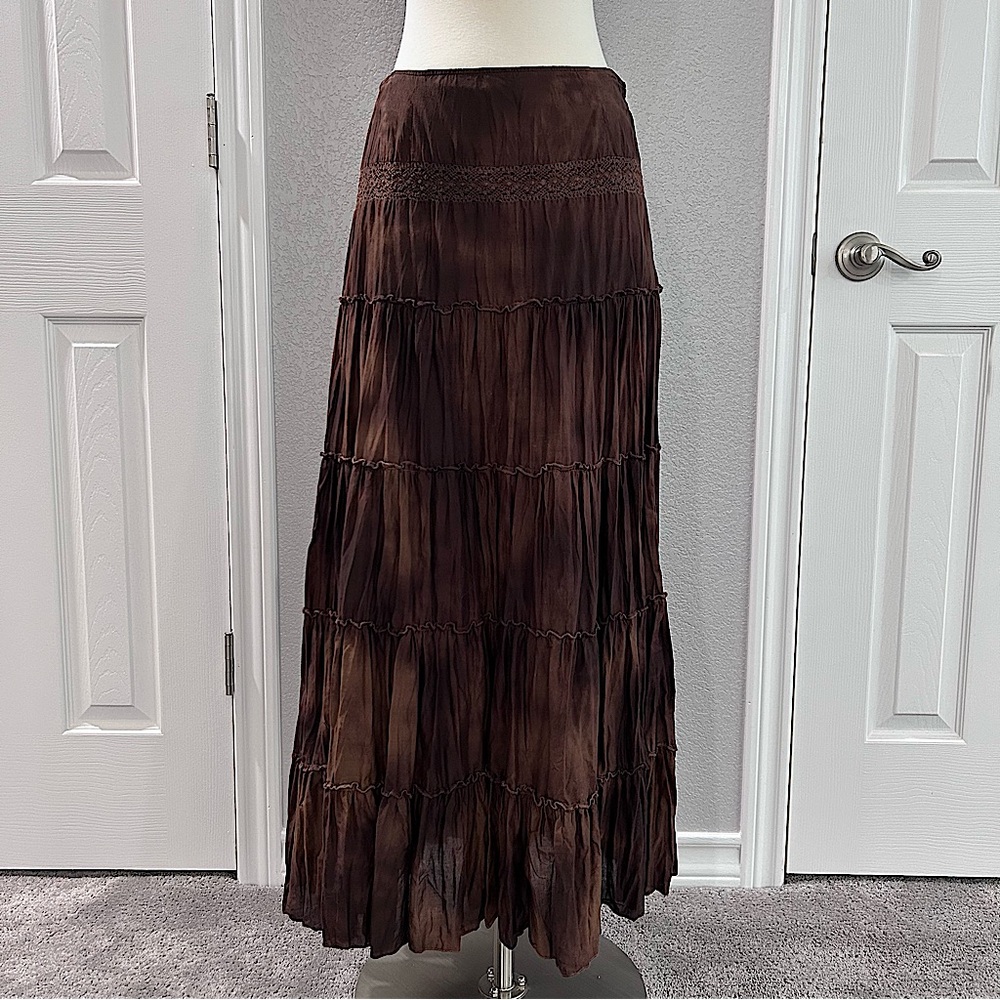 Tribal Crinkle Tie Dye Maxi Skirt